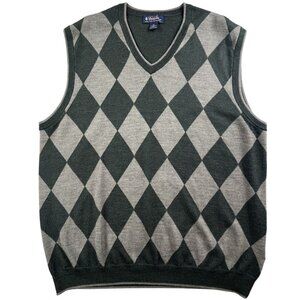 Brooks Brothers Sweater Vest Men XL Merino Wool Argyle Green Diamond Golf Preppy
